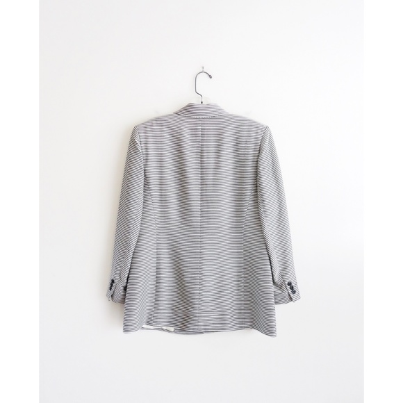 Emanuel Ungaro White Grey Striped Blazer sz 6 - Picture 2 of 3